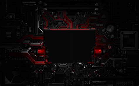 Download wallpapers black frame, 4K, computer board, microchip, creative, motherboard, microchip ...