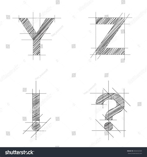 Sketch Alphabet Font Vector Illustration Isolated Stock Vector (Royalty ...