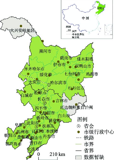 Geographical location of the three provinces of Northeast China ...