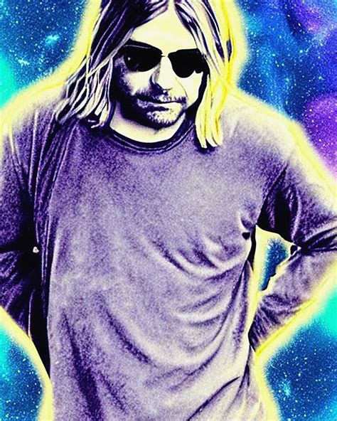 Hologram Of Kurt Cobain Floating In Space A Vibrant Digital Illustration Digital Art by Edgar ...