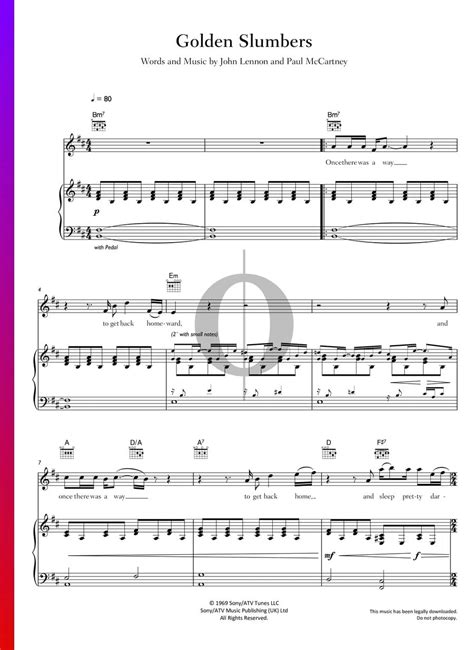 Golden Slumbers (The Beatles) Piano Sheet Music - OKTAV