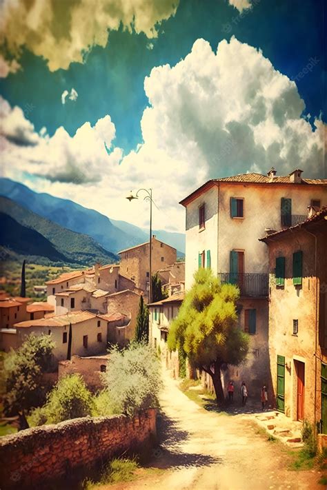 Premium Photo | Watercolor village house background