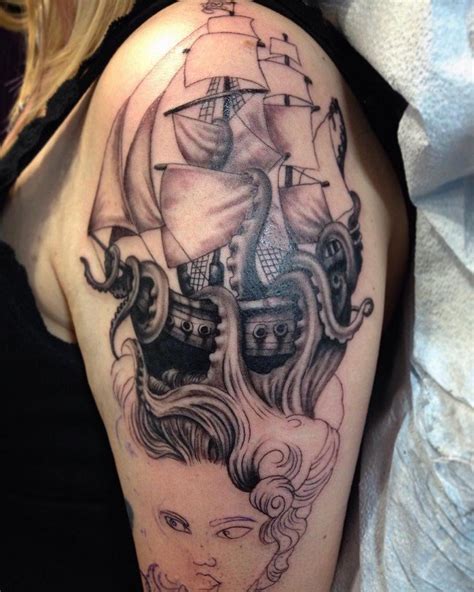 28 Outstanding Pirate Ship Tattoos and Meanings - TattoosWin