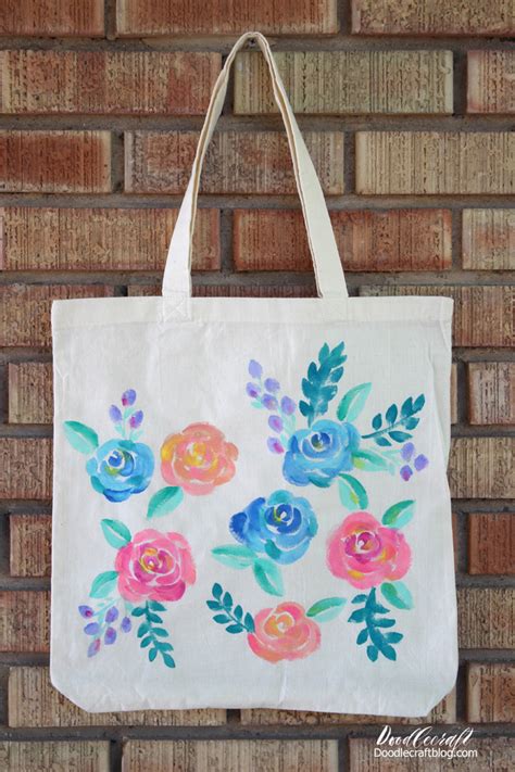 Doodlecraft: Watercolor Floral Painted Tote Bag DIY