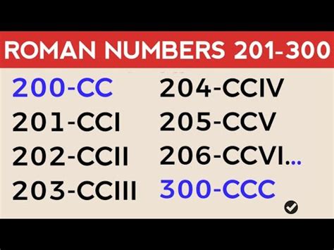 Roman Numerals 201 to 300 || Roman Numbers 201 to 300 - YouTube