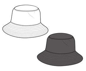 Bucket hat vector illustration flat sketches template | Modelo de design de moda, Chapéus da ...