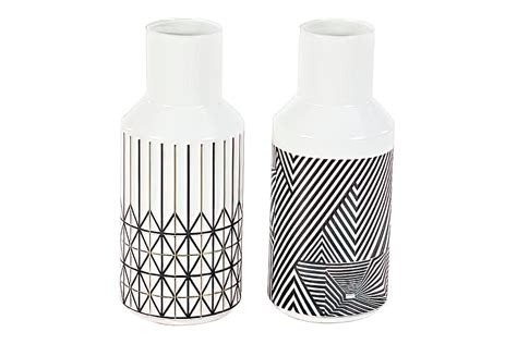 Abstract Ceramic White Vase - Set of 2 - Vases