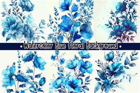 Watercolor Blue Floral Backgrounds Graphic by Aspect_Studio · Creative ...