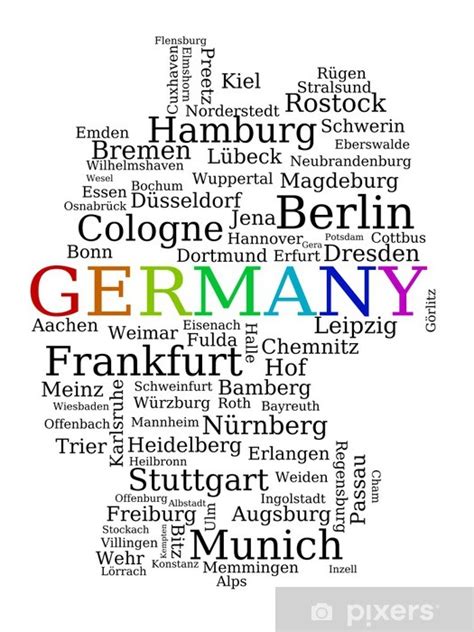 Wall Mural Germany - city names map - PIXERS.US