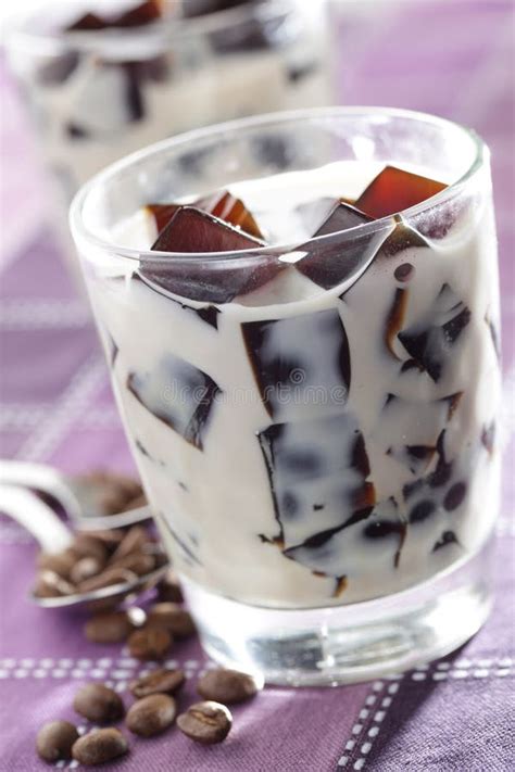 Coffee jelly with milk stock image. Image of vertical - 19391943