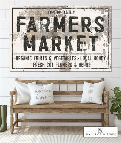 CREAM Chippy Farmers Market Farmhouse Wall Art Canvas Print - LC74 | Farmhouse wall art canvas ...