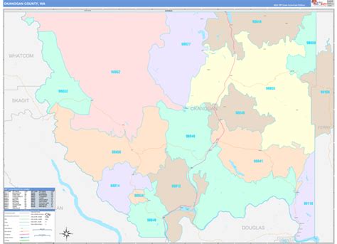 Okanogan County, WA Wall Map Color Cast Style by MarketMAPS - MapSales