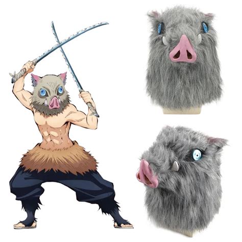 Hashibira Inosuke Cosplay Facepiece Anime Demon Slayer Pig Head Props ...