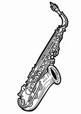 Coloring Pages Saxophone sketch template