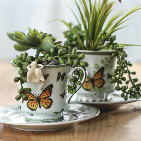 Butterfly Vintage Tea Cup and Saucer Set - Table Decor - Home Decor