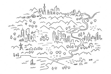 Drawn map of the area. Cartoon city | Illustrations ~ Creative Market