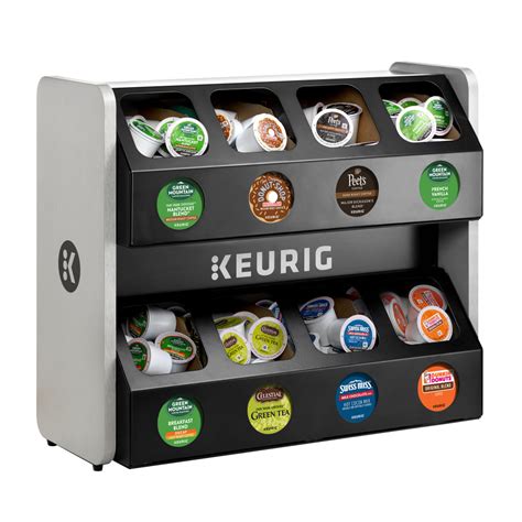 Keurig Premium 8-Sleeve K-Cup Pod Storage Rack, 18 3/8"H x 16 3/8"W x 21 1/4"D, Black/Silver ...