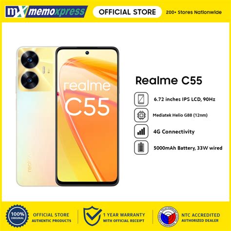 Realme C55 256GB+8GB 6.72 1080 x 2400 pixels | Mediatek Helio G88 | 64MP Camera | Smartphone ...