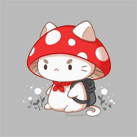 Mushroom cat | Cute cartoon drawings, Cute animal drawings kawaii, Cute doodles