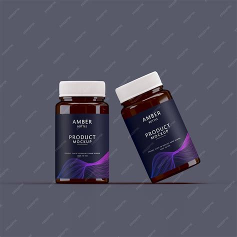 Premium PSD | Two amber bottles label mockup version 1