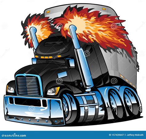 Tractor Trailer Semi Truck Isolated Royalty-Free Cartoon | CartoonDealer.com #46401695