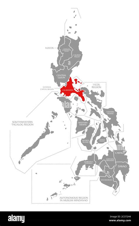 Calabarzon red highlighted in map of Philippines Stock Photo - Alamy