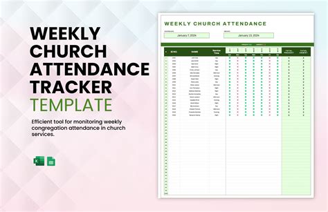 Weekly Church Attendance Tracker Template in MS Excel, Google Sheets - Download | Template.net