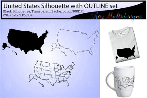 United States Map Outline / United States Map Silhouette /usa - Etsy