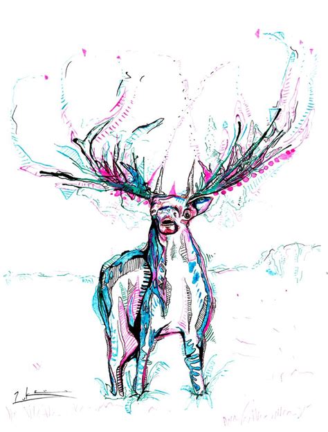 Blitzen the Reindeer for a Christmas Card Competition drawn in Ink by artist Luke Wabro age 13 # ...