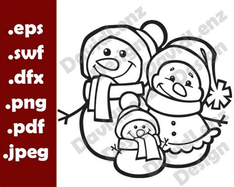 Snowman Family Svg Hand Drawn Cut File - Etsy UK