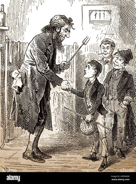 1885 Illustration Fagin greets Oliver Twist with the Artful Dodger ...