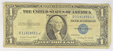 G' Series 1935 $1.00 U.S. Paper Money - Silver Certificate | Property Room