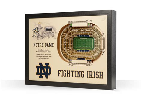 Notre Dame Fighting Irish Notre Dame Stadium 3D Wood Stadium Replica — 3D WOOD MAPS - BELLA MAPS