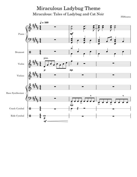 Miraculous Ladybug Theme v2 Sheet music for Piano, Crash, Bass guitar, Drum group & more ...