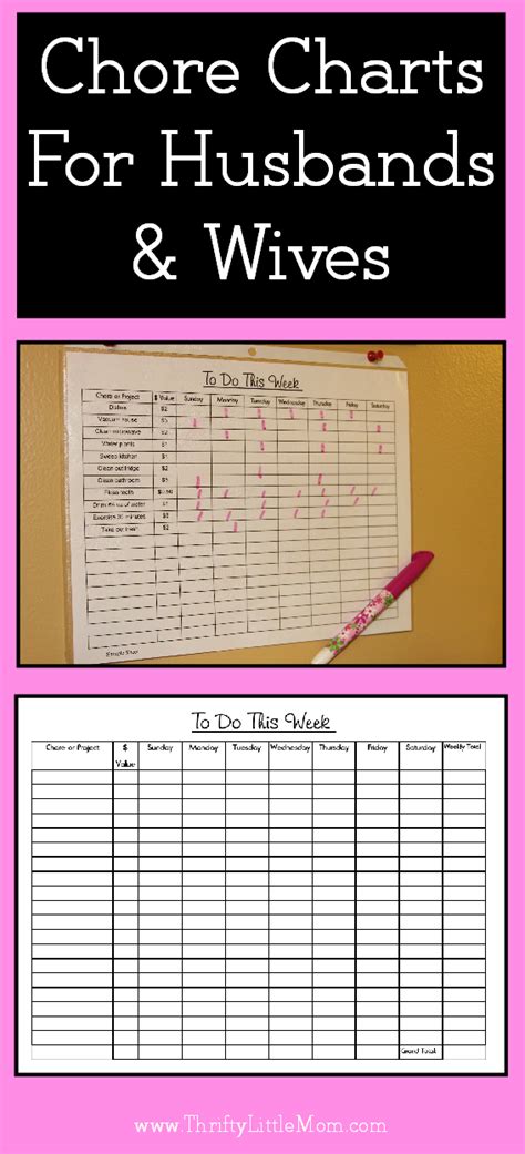 Adult Chore Charts for Husbands & Wives | Family chore charts, Adult ...