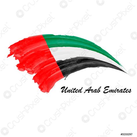 Watercolor painting flag of United Arab Emirates Hand drawing brush - stock vector 3233297 ...