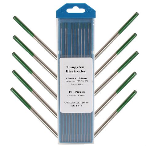 10Pcs 1mm x 175mm Green Tip Pure Tungsten Electrode For TIG Welding