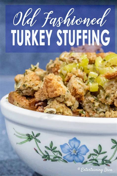 This traditional turkey stuffing recipe made with bread, onions, celery ...