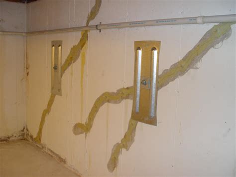 Foundation Repair - Basement Wall Anchoring - Corner Close Up of Two ...