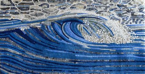 Detailed Wave Design Marble Mosaic | Marine Life&Nautical | Mozaico | Mosaic waves, Mosaic wall ...