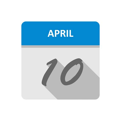 April 10th Date on a Single Day Calendar 508343 Vector Art at Vecteezy