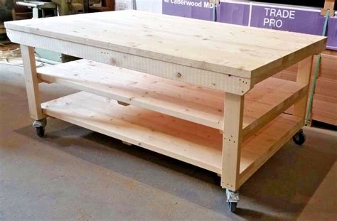 Wooden Work Bench With Wheels 3ft - 4ft Depth Table Top Industrial Heavy-Duty | eBay | Garage ...