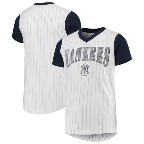 New York Yankees Youth Heavy Hitter V-Neck T-Shirt - White/Navy ...