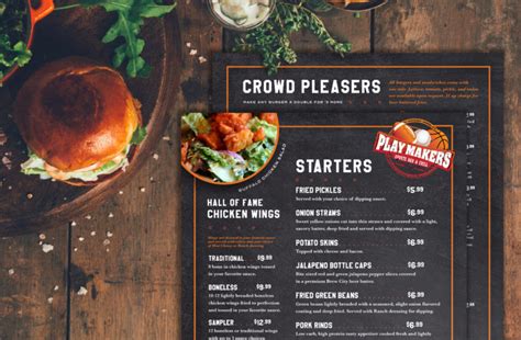 Playmakers Sports Bar Menus - Creative Chameleon Studio