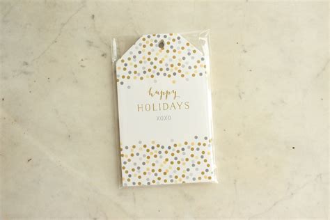 "Happy Holidays" Confetti Tags - gold + silver