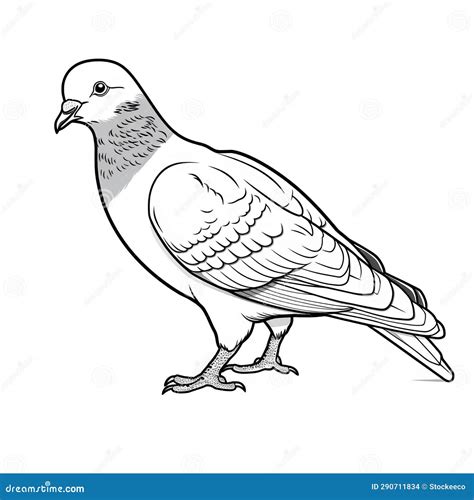 Printable Pigeon Coloring Pages: Precise Outlines for Kids Stock ...