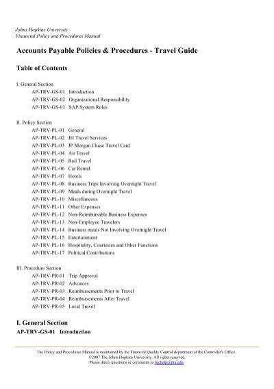 Accounts Payable Policies & Procedures - Travel Guide