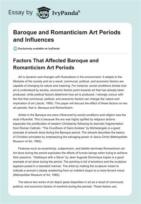 Baroque and Romanticism Art Periods and Influences - 324 Words | Essay ...