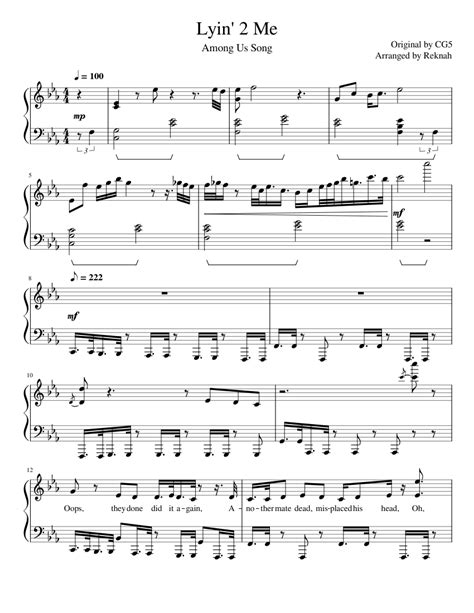 Lyin' 2 Me - CG5 Sheet music for Piano (Solo) | Musescore.com