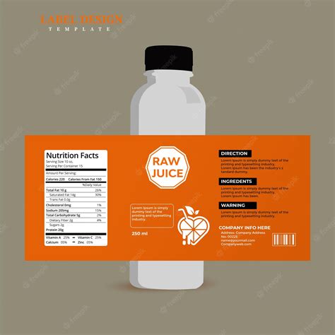 Premium Vector | Juice bottle label design